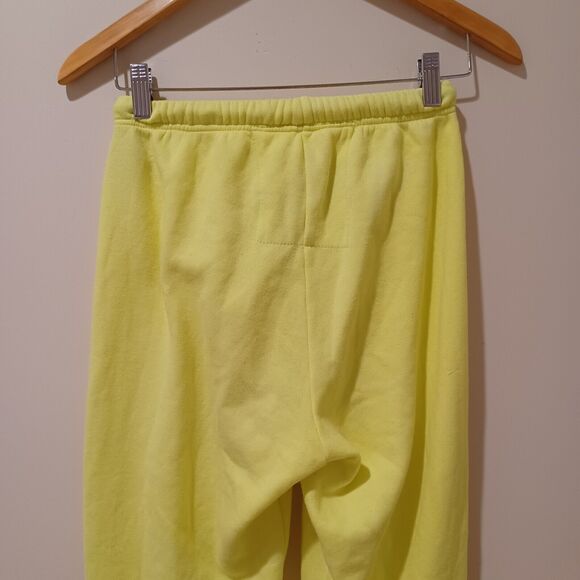 Aviator Nation Signature Logo Jogger Sweatpants Neon Yellow XS Bolt Stripe Retro - Picture 6 of 9